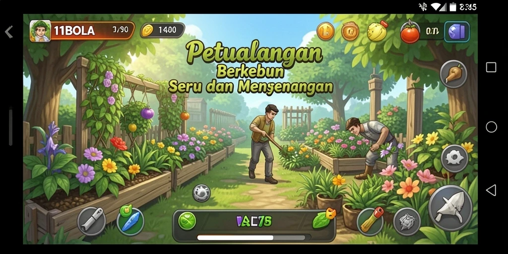 Tampilan gameplay petualangan berkebun di 11BOLA yang menarik.