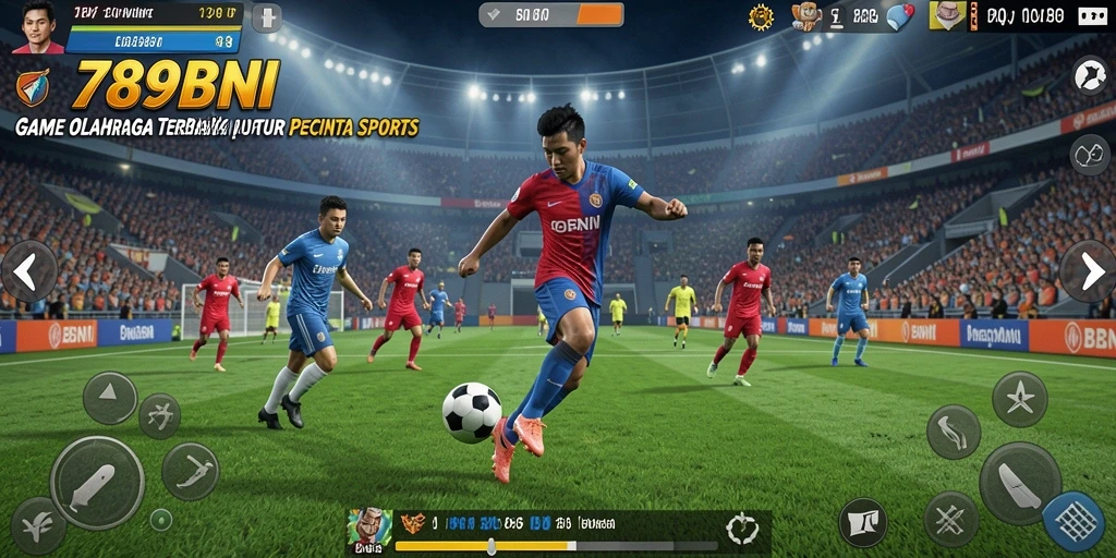 Tampilan screenshot utama 789BNI memperlihatkan aksi pertandingan olahraga yang intens.