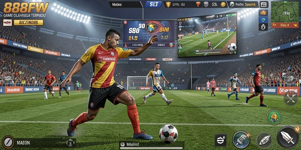 Screenshot dari gameplay 888FW yang menampilkan aksi olahraga seru.