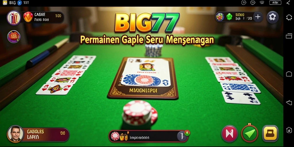 Screenshot gameplay BIG77 dengan suasana gaple yang seru.