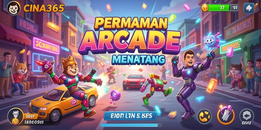 Screenshot CINA365 menampilkan aksi seru dalam permainan Arcade.