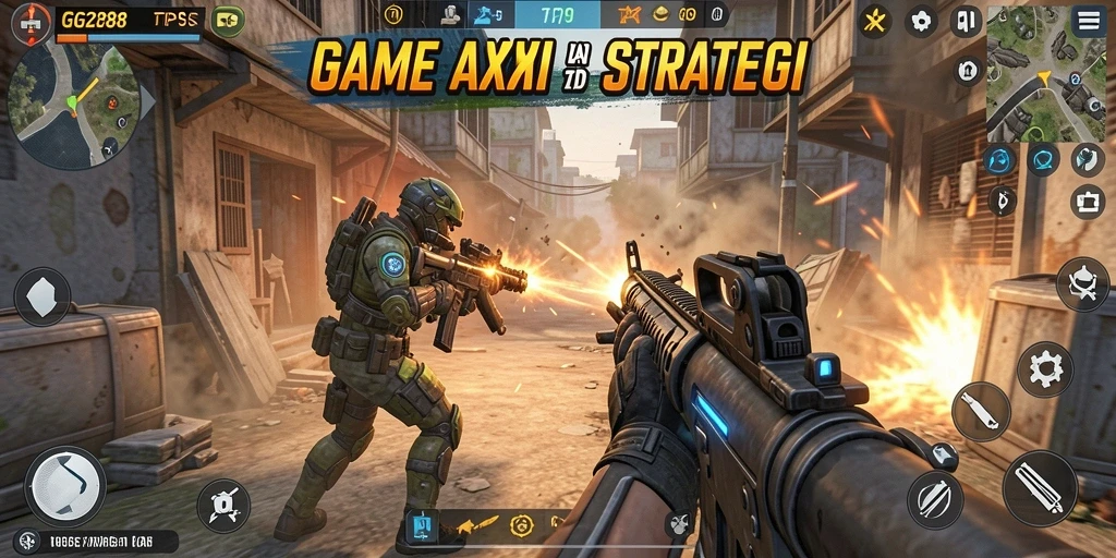 Screenshot utama GG288 menampilkan aksi pertempuran TPS yang mendebarkan.