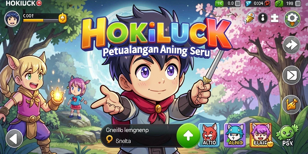 Screenshot gameplay HOKILUCK menampilkan karakter Anime beraksi di medan tempur.