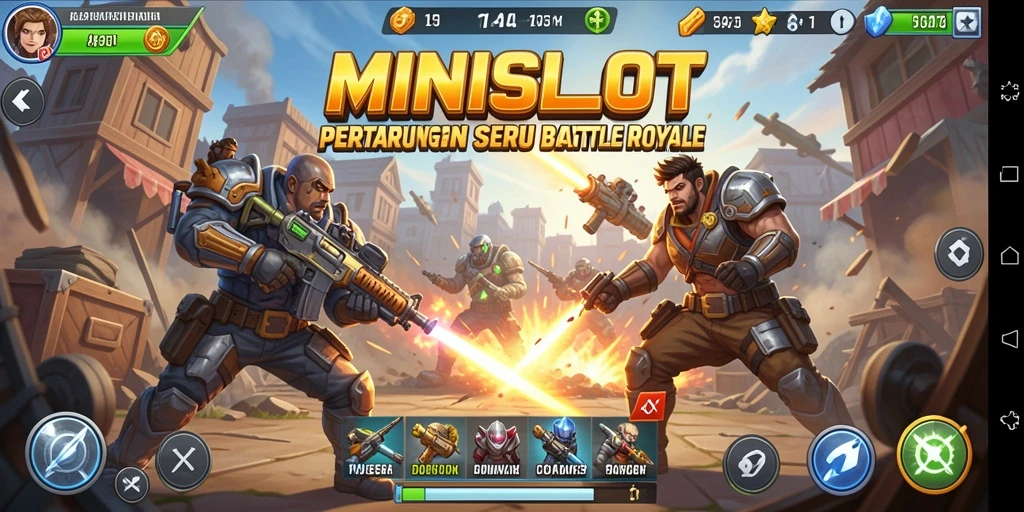 Gameplay seru di arena MINISLOT Battle Royale.