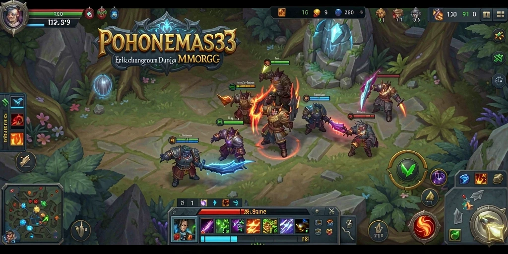 Screenshot gameplay POHONEMAS33 yang menampilkan pertarungan seru di dunia MMORPG.