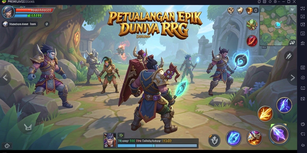 Screenshot gameplay PREMIUM303 menampilkan pertempuran seru di dunia fantasi.