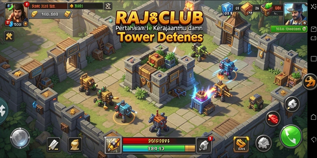 Screenshot gameplay menunjukkan aksi menara pertahanan dalam <strong>RAJACLUB</strong>