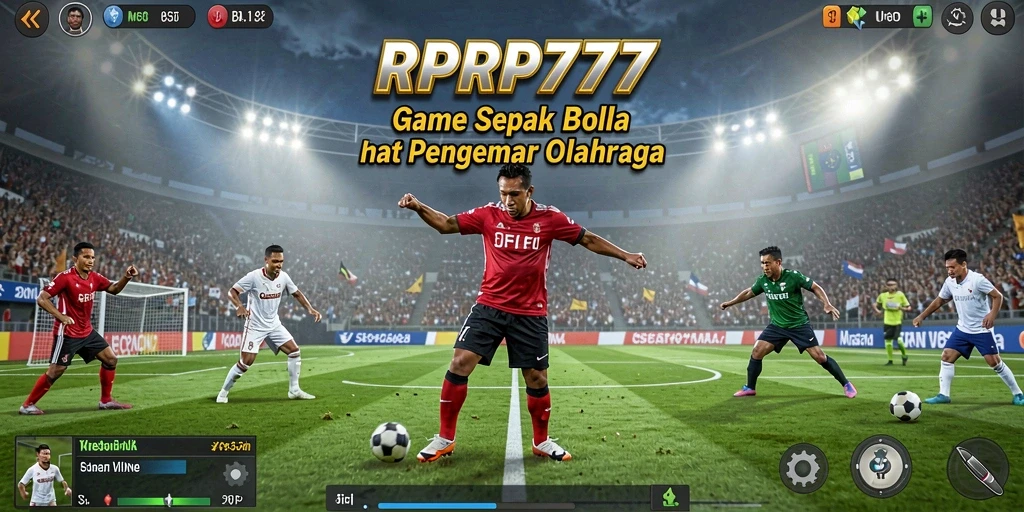 Screenshot utama RPRP777 menampilkan aksi seru di lapangan sepak bola.