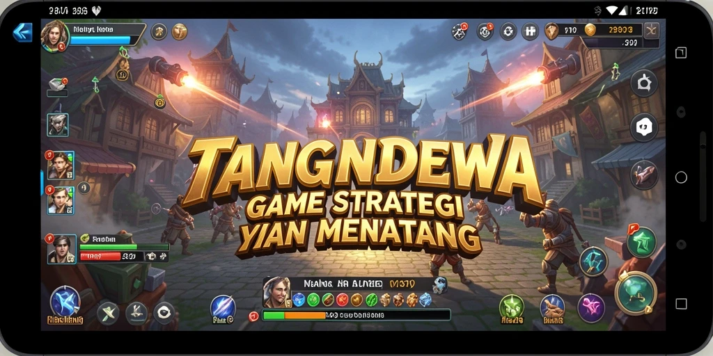 Tangkapan layar gameplay TANGANDEWA menampilkan pertempuran epik dan pembangunan kerajaan.