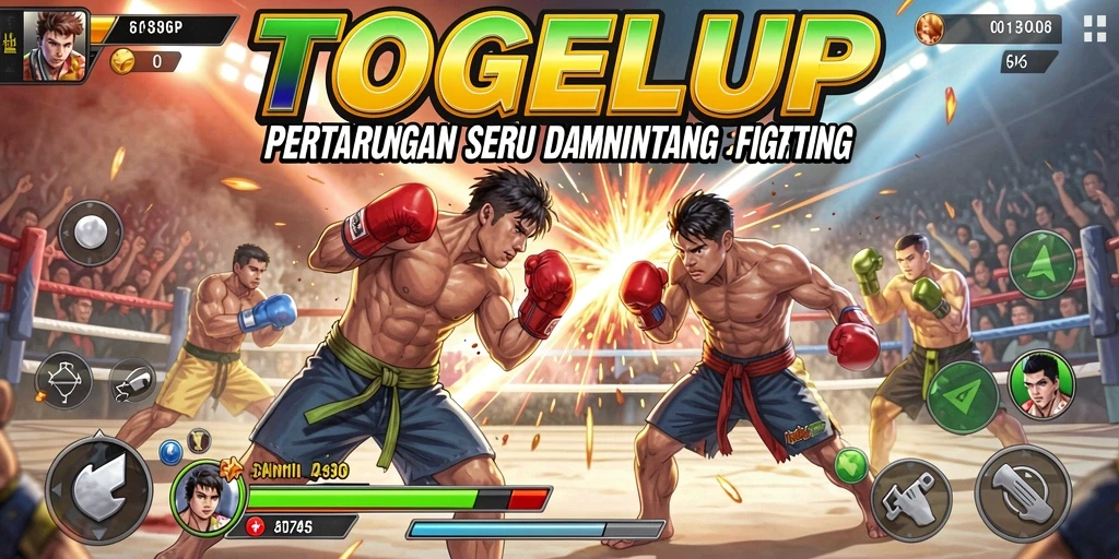 Tampilan gameplay seru dalam TOGELUP saat bertarung dengan lawan.
