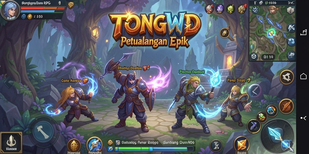 Screenshot gameplay TONGWD menampilkan aksi pertarungan yang mendebarkan di dunia RPG.