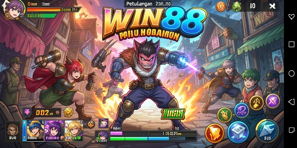 Screenshot gameplay <strong>WIN88</strong> menunjukkan karakter anime beraksi di dunia yang menakjubkan.